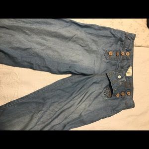 Side button flare leg denim